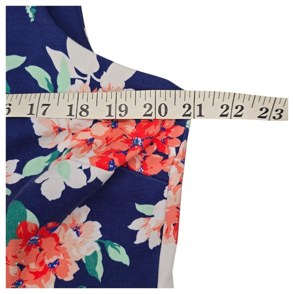 Lands End Women's Sleeveless Ponte Sheath Midi Dress Blue Floral Size 18W - Picture 16 of 16